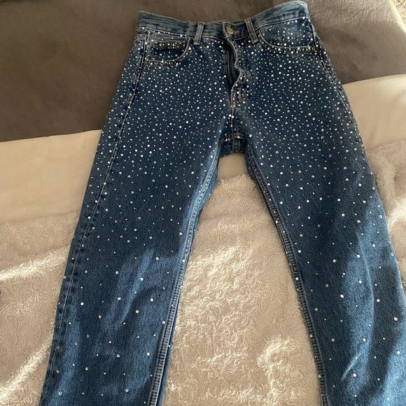 Zara rhinestone jeans never worn straight leg - Picture 4 of 4